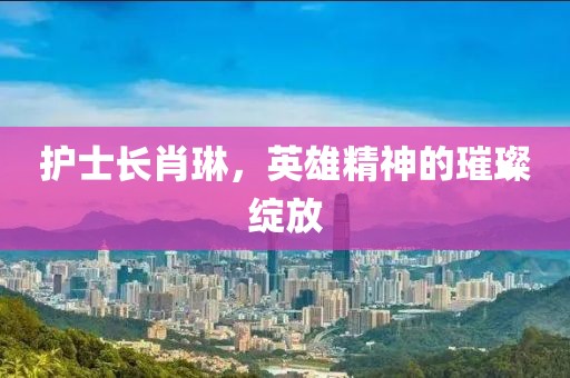 護士長肖琳，英雄精神的璀璨綻放