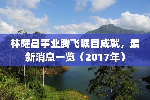 林耀昌事業(yè)騰飛矚目成就，最新消息一覽（2017年）