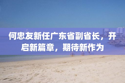 何忠友新任廣東省副省長(zhǎng)，開啟新篇章，期待新作為