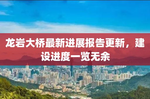龍巖大橋最新進展報告更新，建設進度一覽無余