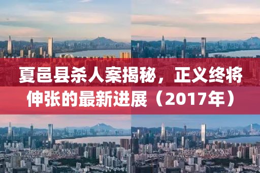 夏邑縣殺人案揭秘，正義終將伸張的最新進(jìn)展（2017年）